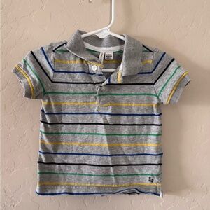 Janie and Jack Gray Polo with Colorful Stripes